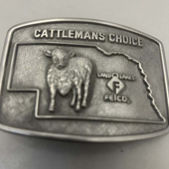 Vtg Iowa Cattleman Choice Felco Land O Lakes Belt Buckle Beef Farm Cattle Cow - Picture 2 of 5